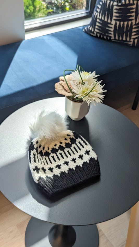 Luxury Black and White Wool Hat