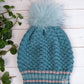 Dark Aquamarine | Merino Wool Knit Hat | Removable Pom Pom