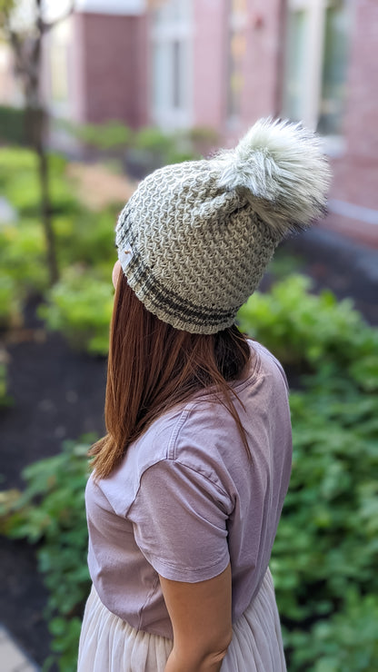 Desert Sage | Merino Wool Knit Hat | Removable Pom Pom