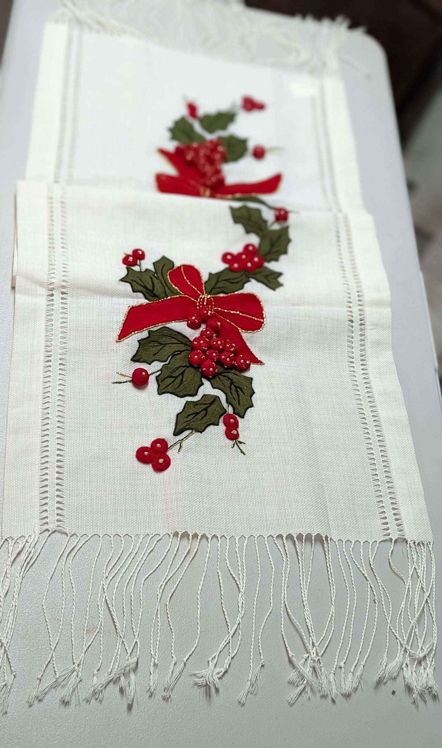 Antique Hand Felted Table Runner | Christmas themed
