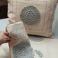Hand Crochet on Linen| Set of 2 pillow cases and 1 table runner