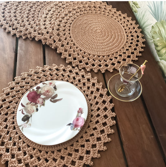 Set of Crochet Placemats, Cup Coasters and Napkin Holders  * Set of 6